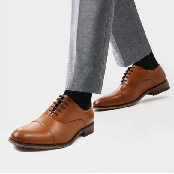Bruno Marc Men's Brown Cap Toe PU Leather Oxford Shoe size 8 - Picture 5 of 6